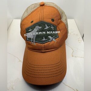 Southern Marsh Hook & Loop Adjustable Back Burnt Orange Trucker Hat Hunting Dog